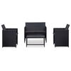 vidaXL Salon de jardin 4 pcs avec coussins Résine tressée Noir