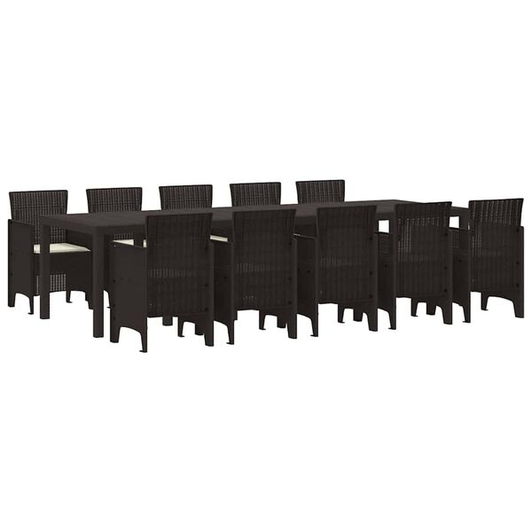 vidaXL Ensemble de salle à manger pour jardin 11 pcs Marron et Crème