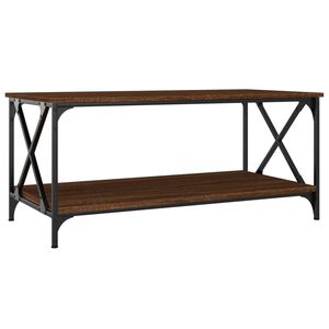 vidaXL Table basse Ch&ecirc;ne marron 100x50x45 cm Bois d'ing&eacute;nierie et fer