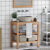 vidaXL Armoire de toilette Teck solide et lavabo en pierre de rivière