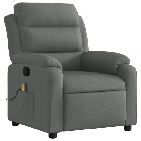 vidaXL Fauteuil de massage inclinable gris fonc&eacute; tissu