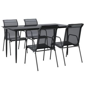 vidaXL Ensemble &agrave; manger de jardin 5 pcs noir textil&egrave;ne et acier