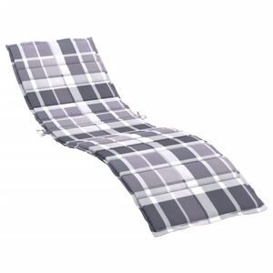 vidaXL Coussin de chaise longue motif &agrave; carreaux gris 200x60x3 cm