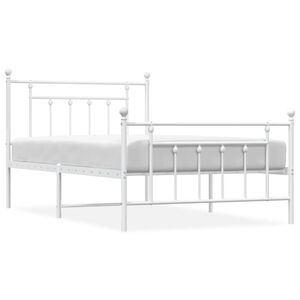 vidaXL Cadre de lit m&eacute;tal sans matelas et pied de lit blanc 100x200 cm
