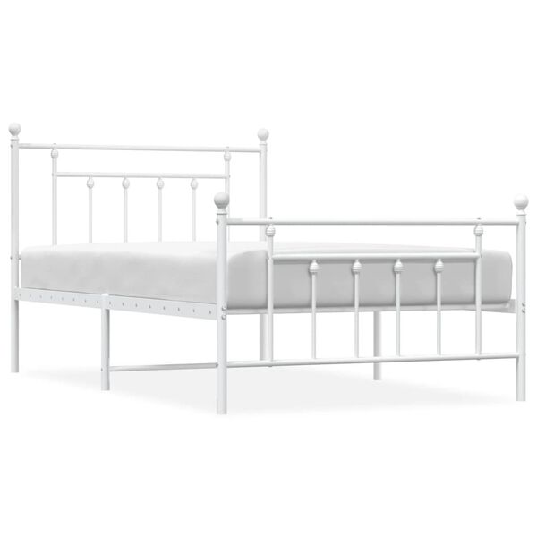 vidaXL Cadre de lit m&eacute;tal sans matelas et pied de lit blanc 100x200 cm