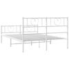 vidaXL Cadre de lit m&eacute;tal sans matelas et pied de lit blanc 135x190 cm