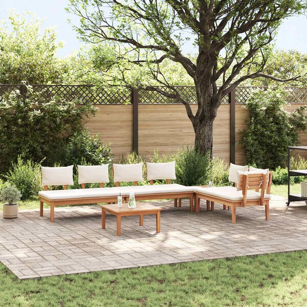 vidaXL Ensemble de canap&eacute; de jardin 5 pcs Marron et Cr&egrave;me