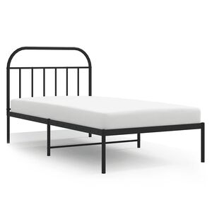 vidaXL Cadre de lit m&eacute;tal sans matelas avec t&ecirc;te de lit noir 100x190cm