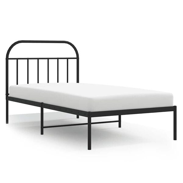vidaXL Cadre de lit m&eacute;tal sans matelas avec t&ecirc;te de lit noir 100x190cm