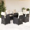 vidaXL Ensemble &agrave; manger de jardin coussins 7pcs Noir R&eacute;sine tress&eacute;e
