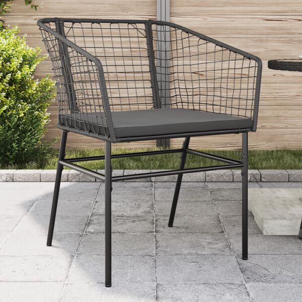 vidaXL Chaises de jardin lot de 2 avec coussins noir r&eacute;sine tress&eacute;e
