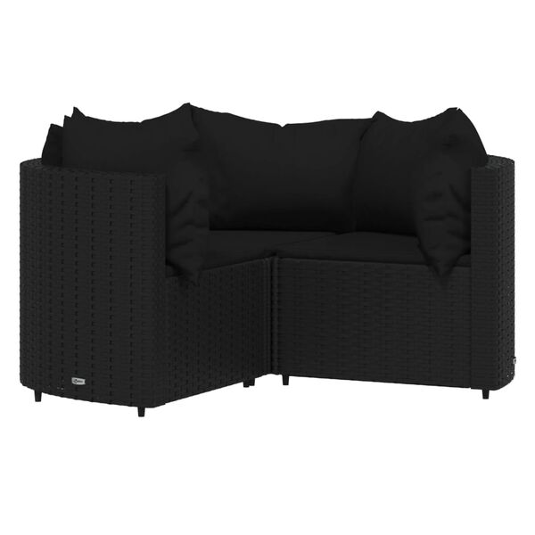 vidaXL Salon de jardin 4 pcs avec coussins Noir R&eacute;sine tress&eacute;e