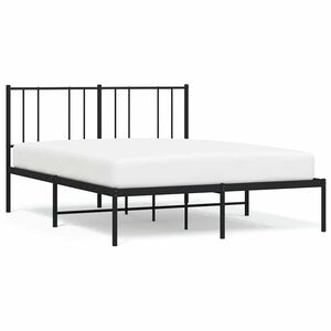 vidaXL Cadre de lit m&eacute;tal sans matelas avec t&ecirc;te de lit noir 150x200cm