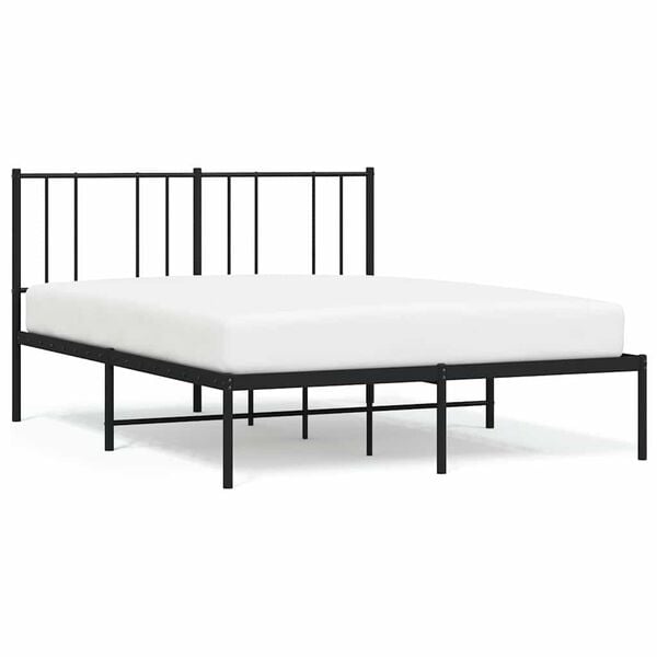 vidaXL Cadre de lit m&eacute;tal sans matelas avec t&ecirc;te de lit noir 150x200cm