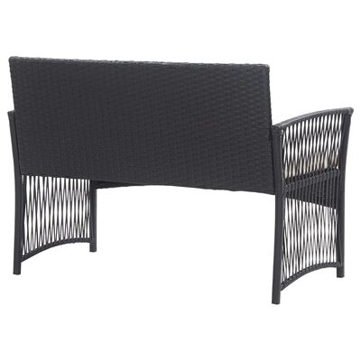 vidaXL Salon de jardin 4 pcs avec coussin Résine tressée Noir