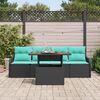 vidaXL Ensemble de canap&eacute; de jardin avec coussin 5 pcs Noir et bleu