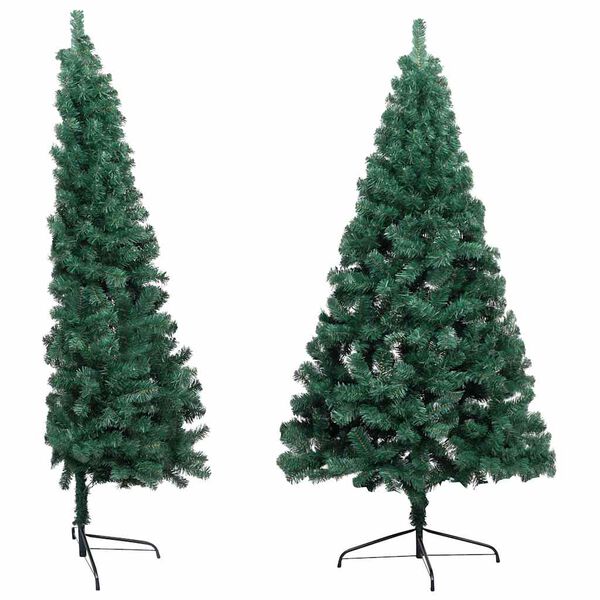 vidaXL Demi-arbre de No&euml;l artificiel pr&eacute;-&eacute;clair&eacute; et boules vert 120 cm