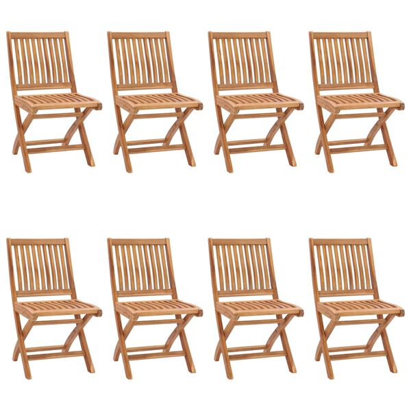 vidaXL Chaises pliables de jardin avec coussins lot de 8 Teck solide