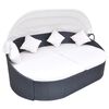 vidaXL Chaise longue de jardin avec auvent R&eacute;sine tress&eacute;e Noir