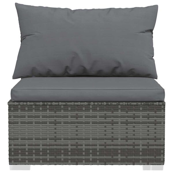 vidaXL Salon de jardin 4 pcs avec coussins Gris R&eacute;sine tress&eacute;e