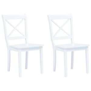 vidaXL Chaises à manger lot de 2 blanc bois hévéa massif