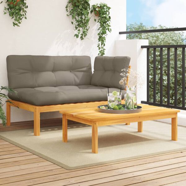 vidaXL Salon palette de jardin avec coussins 2pcs bois d'acacia massif