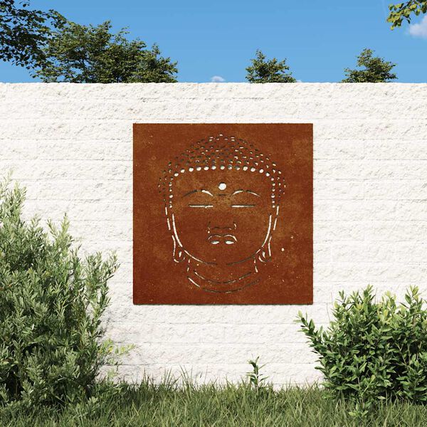 vidaXL D&eacute;coration murale jardin 55x55 cm motif de t&ecirc;te de bouddha