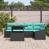 vidaXL Ensemble de canap&eacute; de jardin 6 pcs Noir et Bleu polyrotin