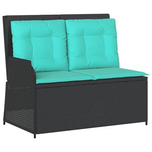 vidaXL Banc inclinable de jardin avec coussins noir résine tressée