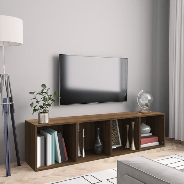 vidaXL Biblioth&egrave;que/Meuble TV Ch&ecirc;ne marron 143x30x36cm Bois ing&eacute;nierie