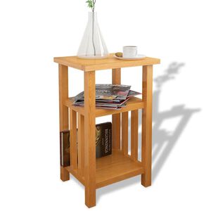 vidaXL Table d'appoint avec &eacute;tag&egrave;re &agrave; revues Ch&ecirc;ne massif 27x35x55 cm