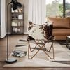 vidaXL Chaise papillon marron et blanc cuir de vache