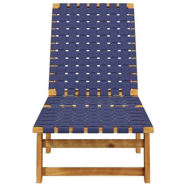 vidaXL Chaises longues bleu fonc&eacute; bois d'acacia solide et tissu
