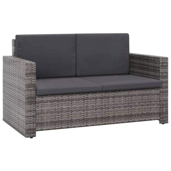 vidaXL Salon de jardin 2 pcs avec coussins R&eacute;sine tress&eacute;e Gris