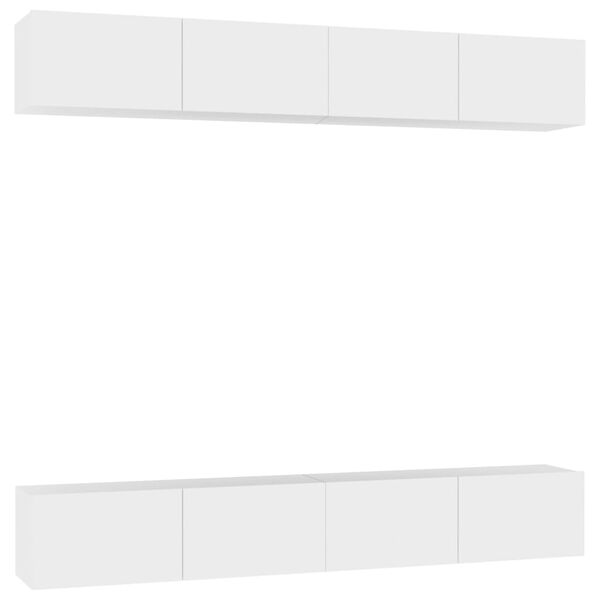 vidaXL Meubles TV 4 pcs Blanc 100x30x30 cm Bois d'ing&eacute;nierie