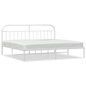 vidaXL Cadre de lit m&eacute;tal sans matelas et t&ecirc;te de lit blanc 193x203 cm