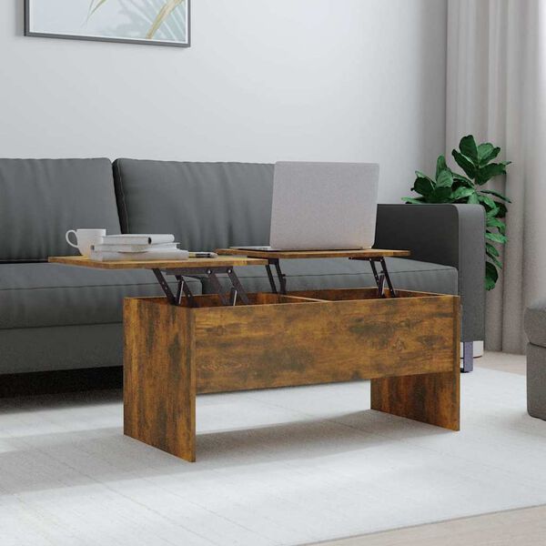 vidaXL Table basse Ch&ecirc;ne fum&eacute; 102x50,5x46,5 cm Bois d'ing&eacute;nierie