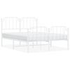 vidaXL Cadre de lit m&eacute;tal sans matelas et pied de lit blanc 135x190 cm