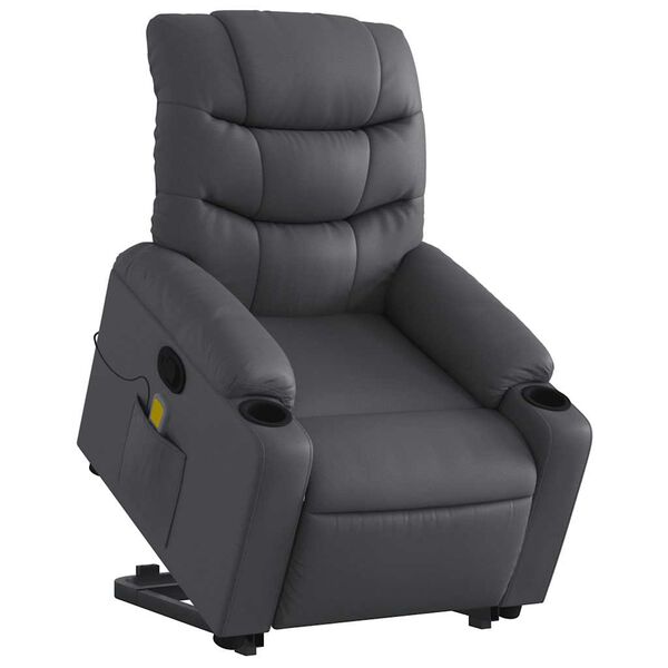 vidaXL Fauteuil inclinable de massage gris similicuir