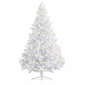 vidaXL Sapin de No&euml;l artificiel pr&eacute;-&eacute;clair&eacute; moiti&eacute;/support blanc 180cm