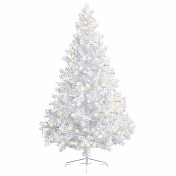 vidaXL Sapin de No&euml;l artificiel pr&eacute;-&eacute;clair&eacute; moiti&eacute;/support blanc 180cm