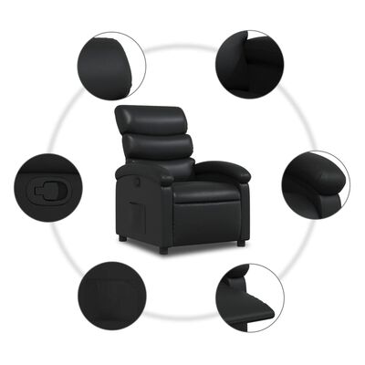 vidaXL Fauteuil inclinable Noir Similicuir