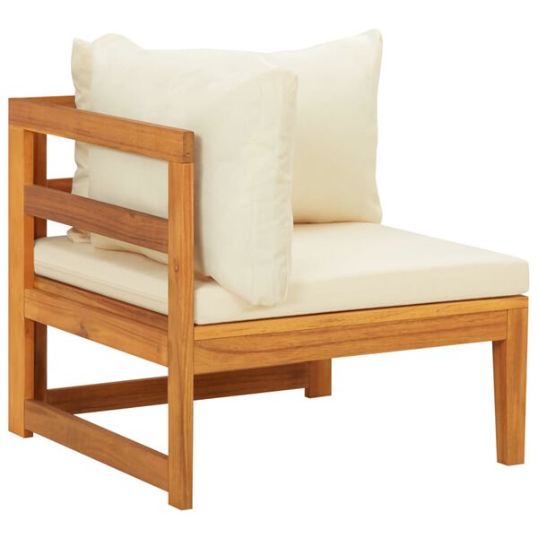 vidaXL Salon de jardin 3 pcs avec coussins blanc cr&egrave;me Bois d'acacia