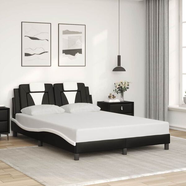 vidaXL Cadre de lit Viana sans matelas noir et blanc 137x190 cm similicuir