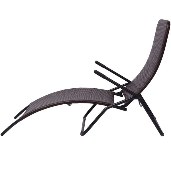 vidaXL Chaise longue pliable résine tressée marron