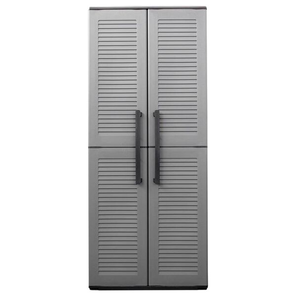 vidaXL Armoire de rangement de jardin Gris et noir 68x37x163 cm PP