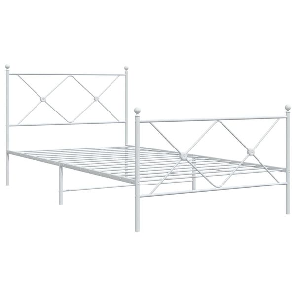 vidaXL Cadre de lit m&eacute;tal sans matelas et pied de lit blanc 100x200 cm