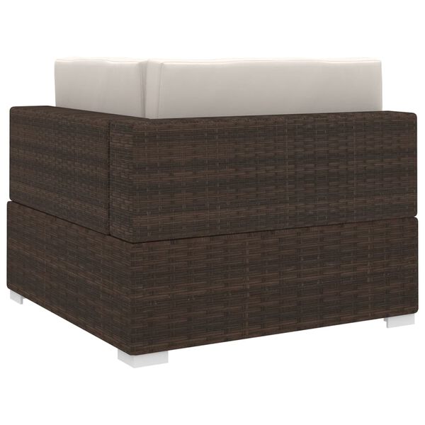 vidaXL Fauteuil d'angle sectionnel avec coussins en polyrotin marron