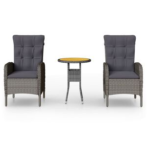 vidaXL Ensemble de bistro de jardin 3 pcs Résine tressée Gris