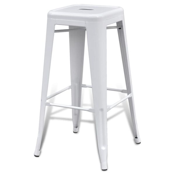 vidaXL Tabourets de bar lot de 2 blanc acier
